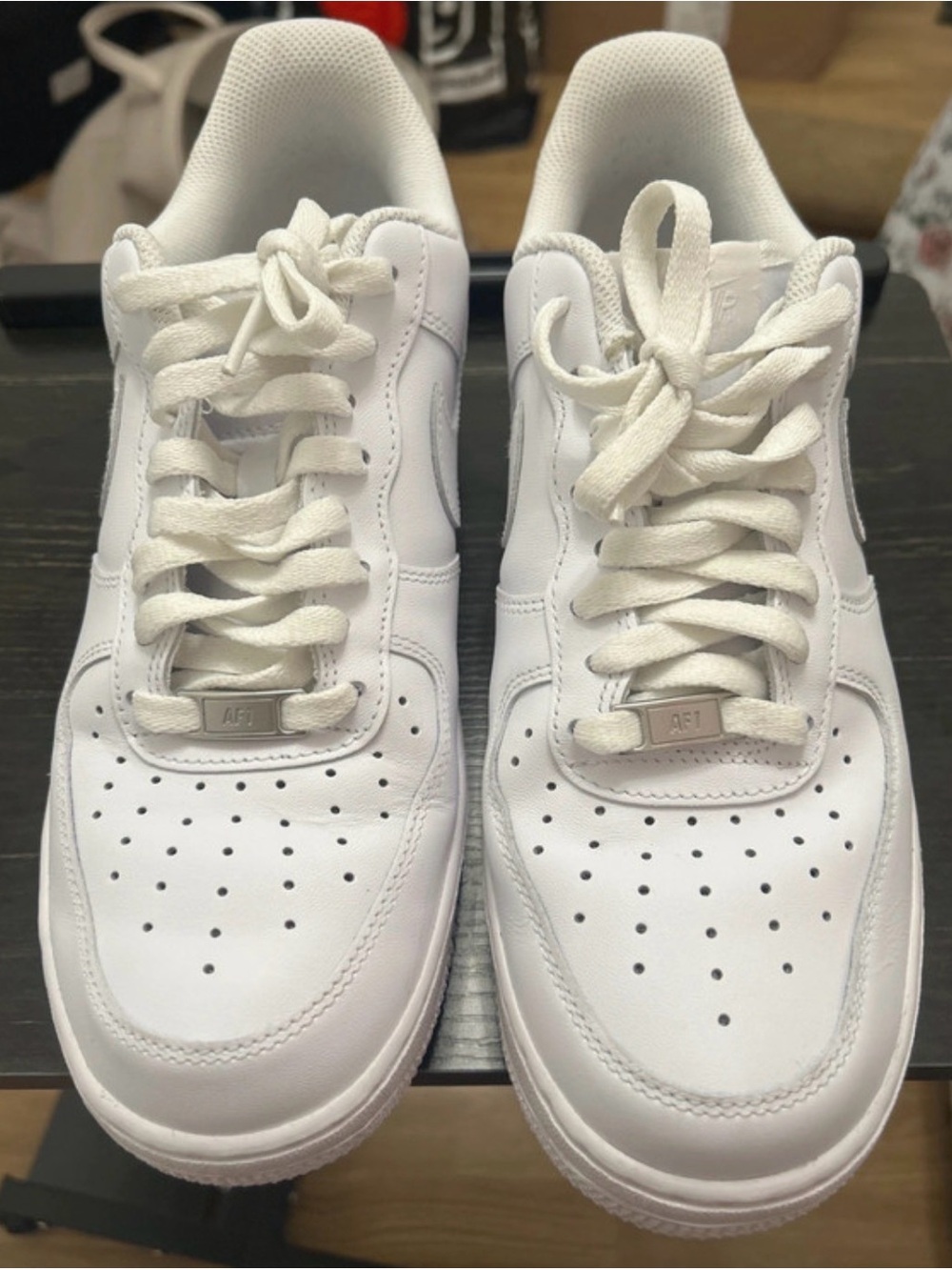 Nike White Low-Top Leather Sneakers — Classic AF1 Style